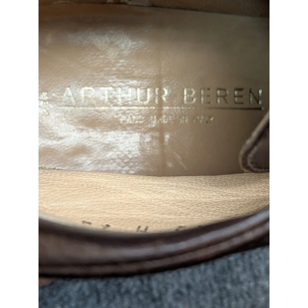 Arthur Beren Italy Brown Leather Chukka Ankle Boots Men 12 M Cap Toe Moustache